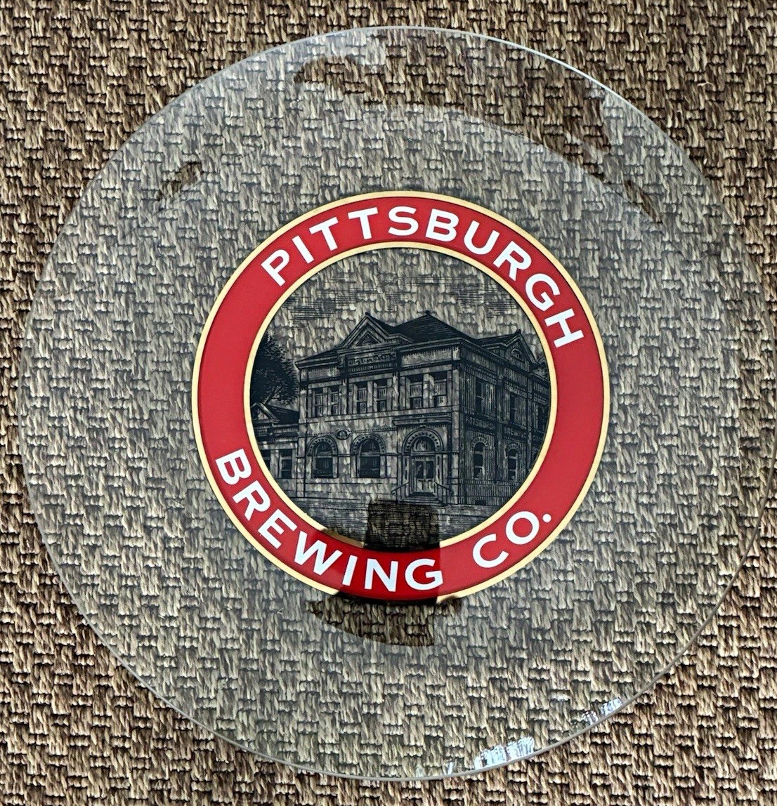 Vintage Iron City Beer Glass Platter 13” NOS In Box Pittsburgh Brewing Company