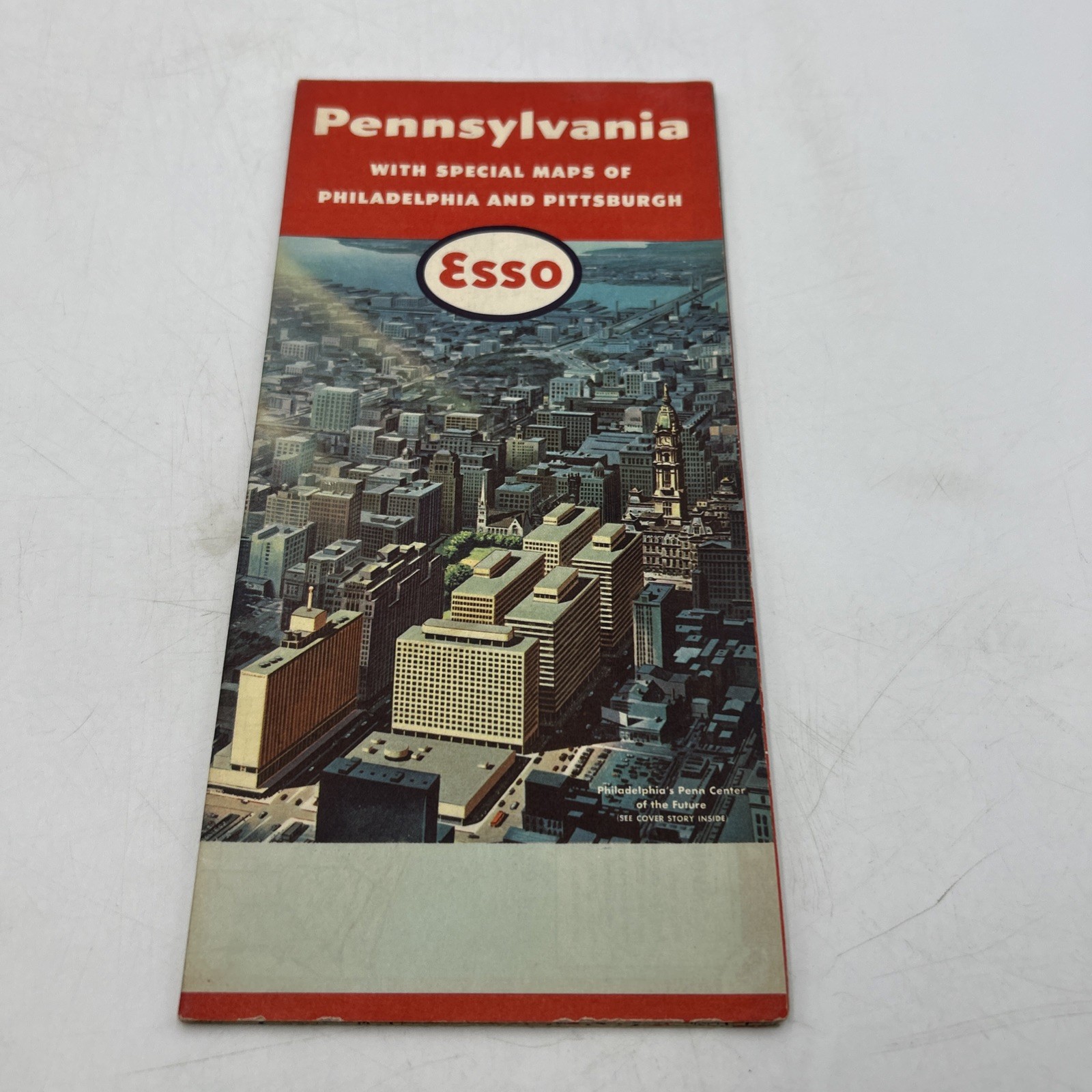 Vintage Map 1957 Esso Pennsylvania Philadelphia  Pittsburgh