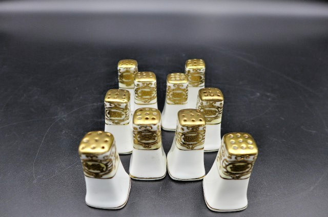 10 Antique Noritake Christmas Ball 175 Individual Shakers Moriage 1921 Dual Mark 10 Antique Noritake Christmas Ball 175 Individual Shakers Moriage 1921 Dual Mark