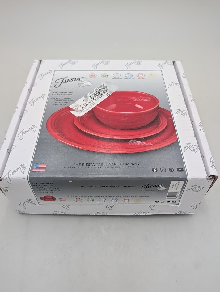 FIESTA Scarlet Red 3 PC BISTRO SET Salad Plate BOWL Dinner 1482 326 FIESTA Scarlet Red 3 PC BISTRO SET Salad Plate BOWL Dinner 1482 326