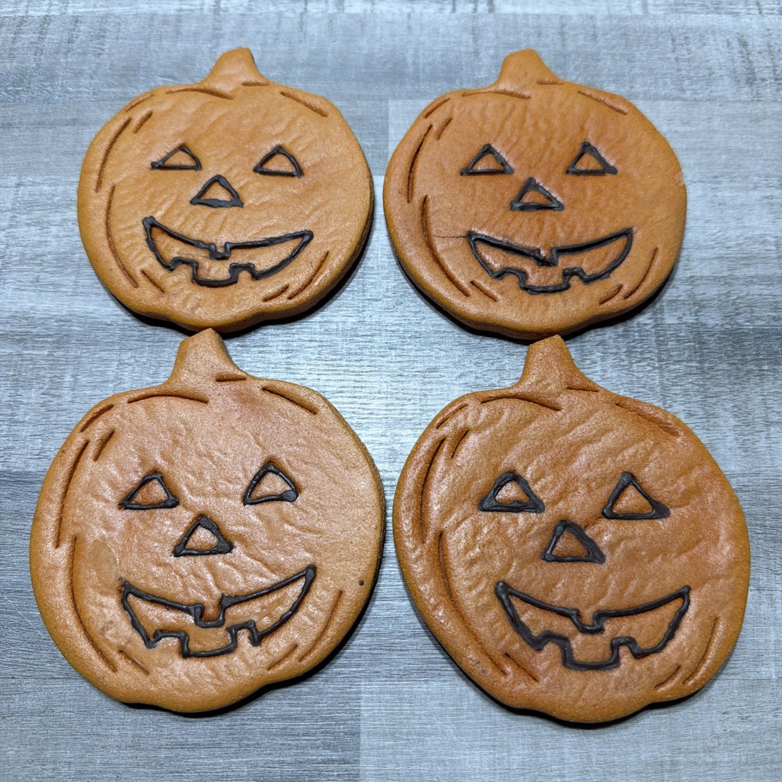 Vintage Faux Halloween Jack o’lantern Cookies Set Of 4 Made In USA 