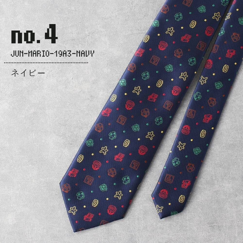 Super Mario Bros. Tie   -#4 navy- Bandai Nintendo Game Polyester Japan