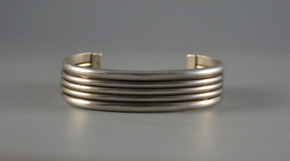 Verna Franklin Tahe - Elegant Navajo 5 Band Sterling Silver Bracelet Cuff 7 3/4 Verna Franklin Tahe - Elegant Navajo 5 Band Sterling Silver Bracelet Cuff 7 3/4