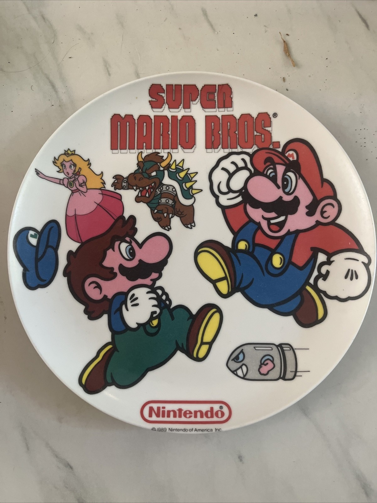 Vintage Nintendo 1989 Super Mario Brothers Melamine Plate Peter Pan Inc Newark