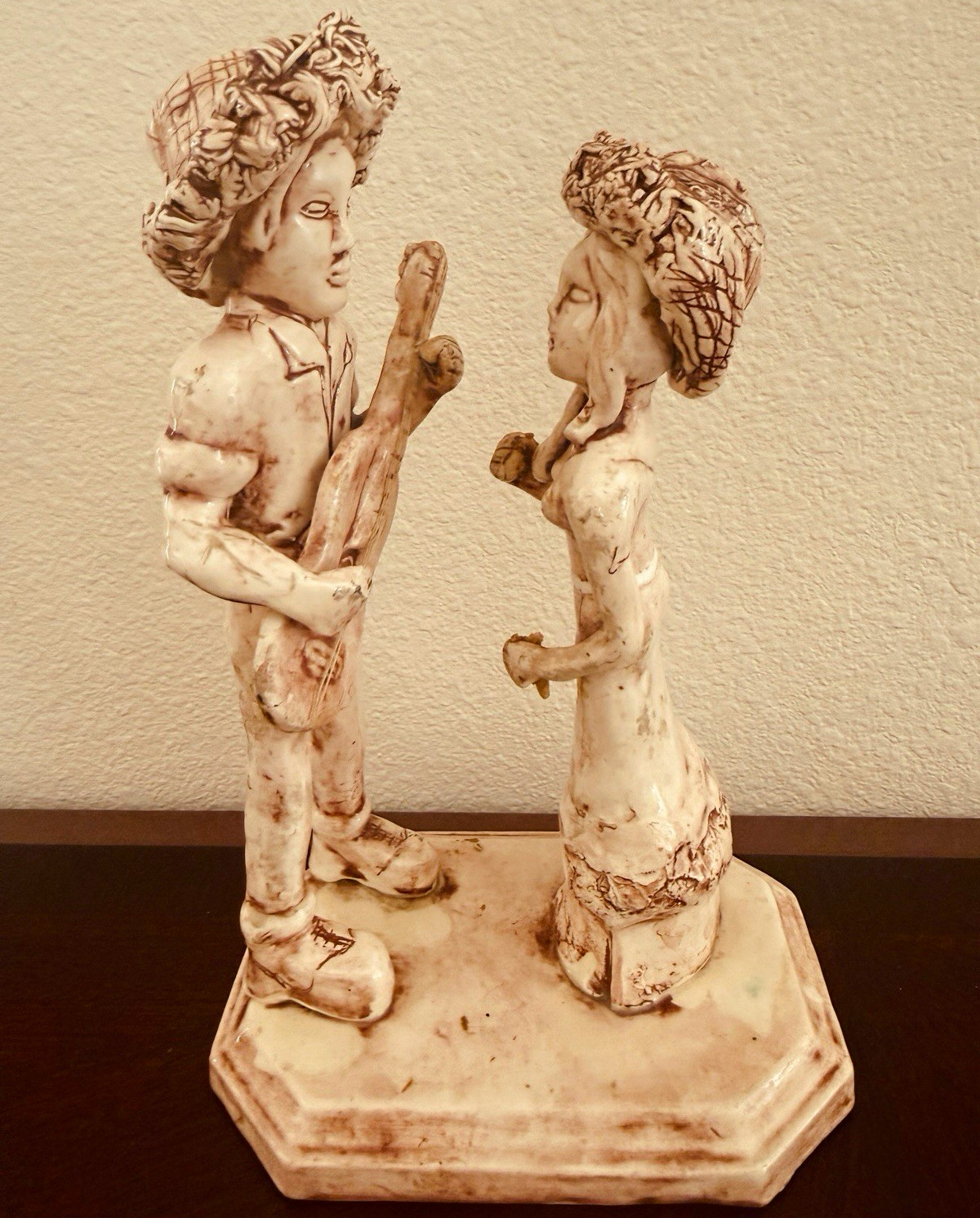 Signed M Guarino Ceramic Guitar Musician Couple Sculpture Figurine 12” Signed M Guarino Ceramic Guitar Musician Couple Sculpture Figurine 12”