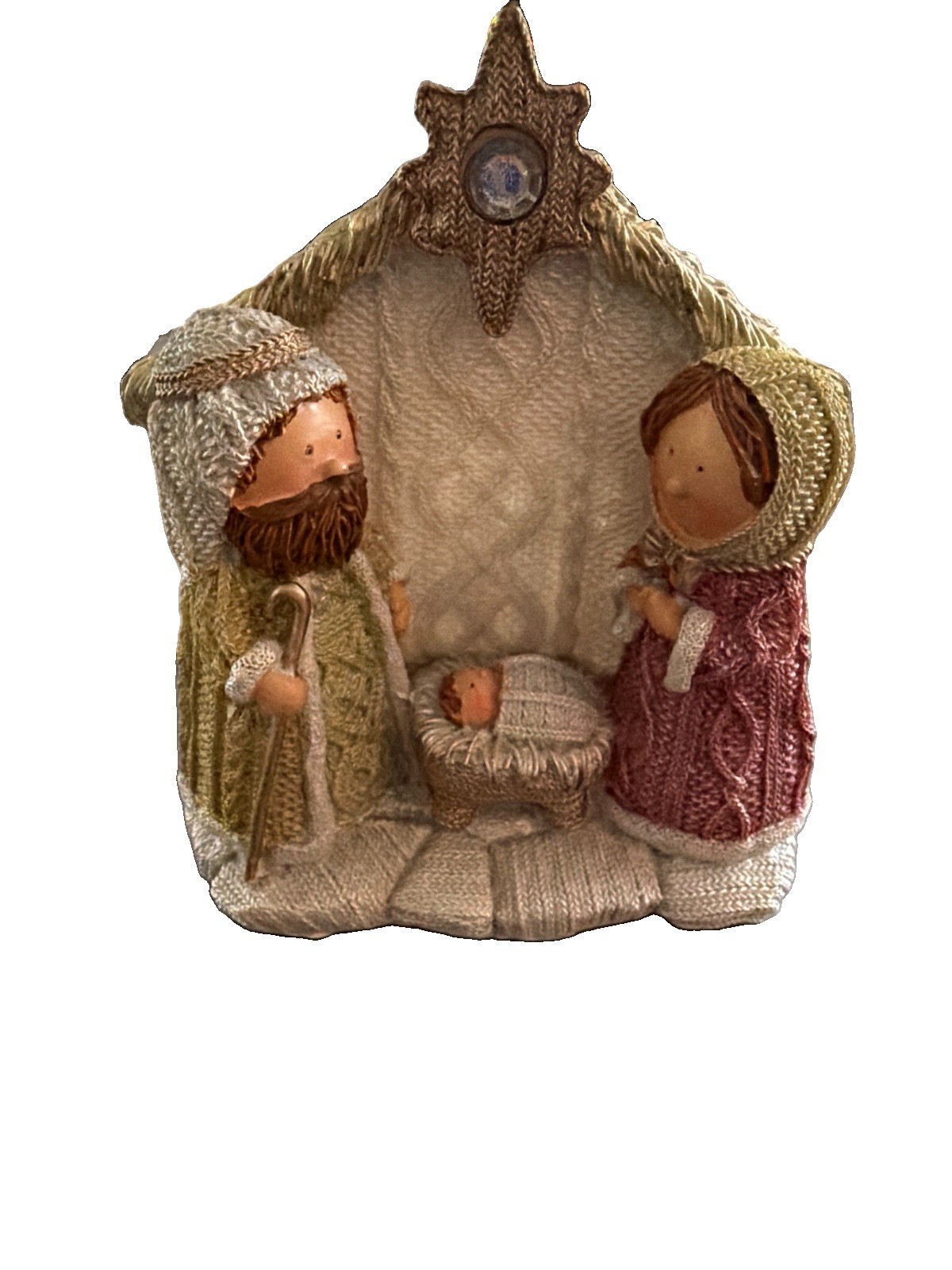 Ganz Faux Knit/ Yarn Holy Family Nativity Scene 5x5 