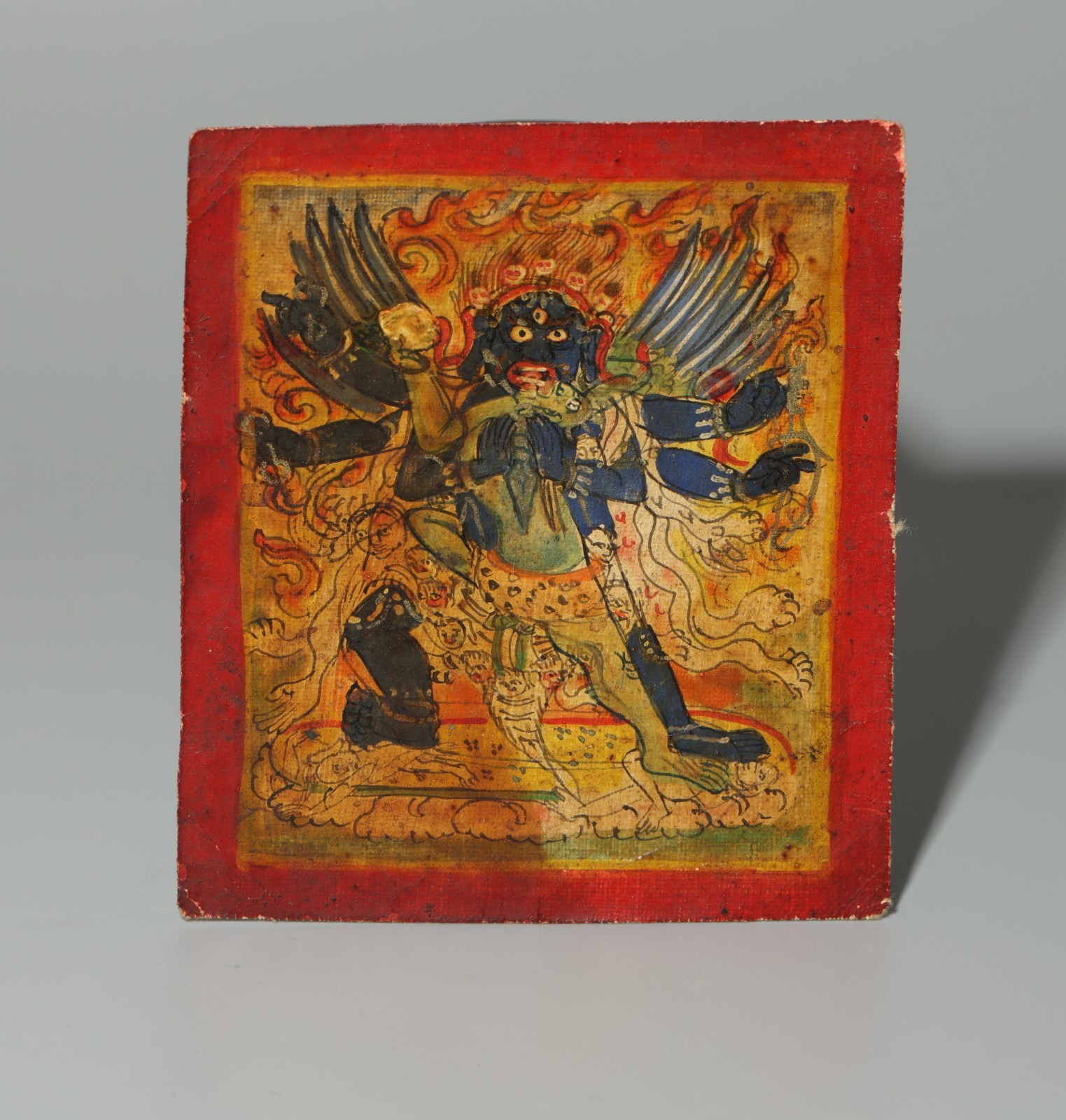 Real Rare Nice Tibet 19th Century Old Antique Buddhist Tsaklis Vajrakila Thangka