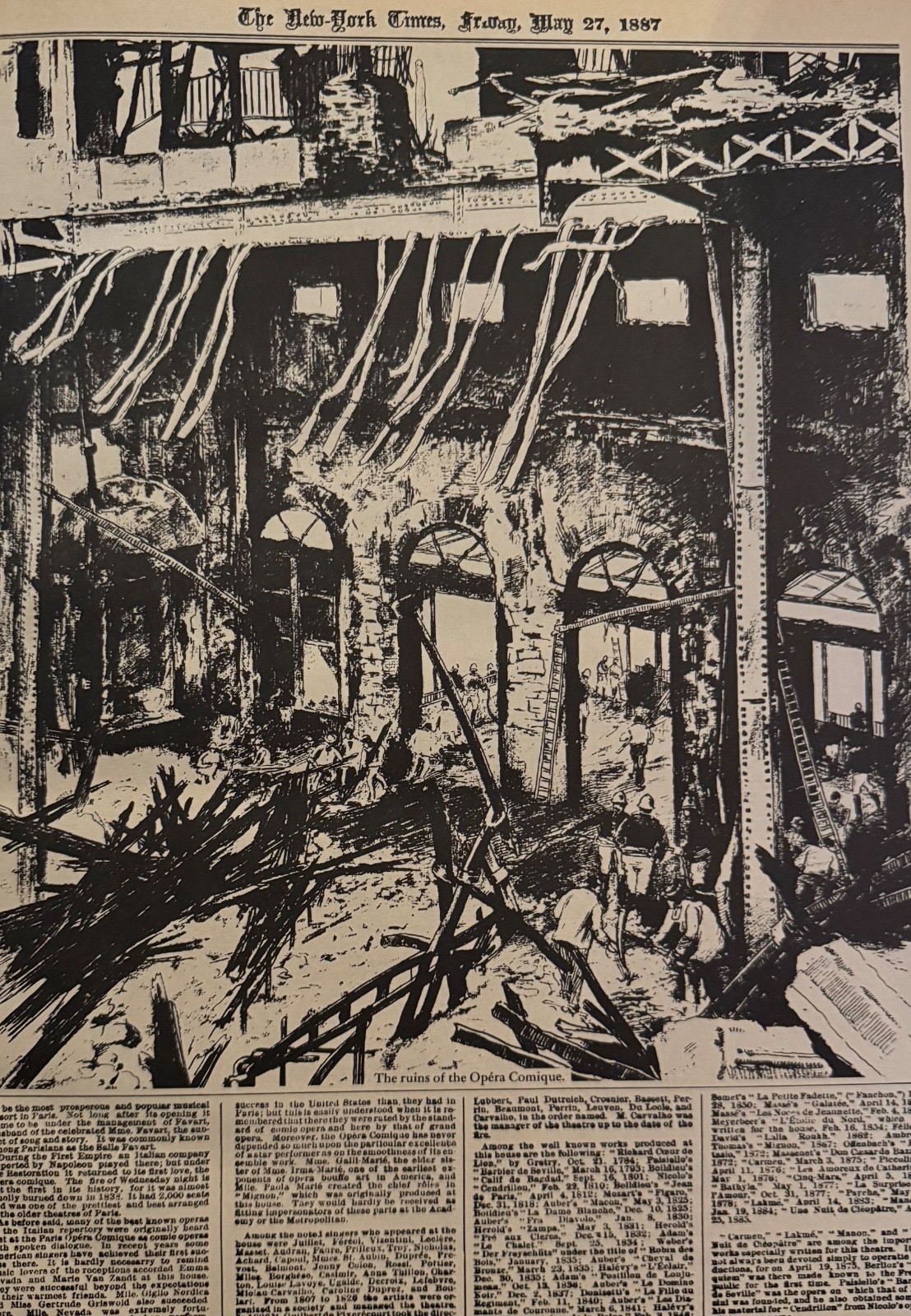 Vintage Paris Opera Comique Fire NEW YORK TIMES News Article Estate Sale Vintage Paris Opera Comique Fire NEW YORK TIMES News Article Estate Sale
