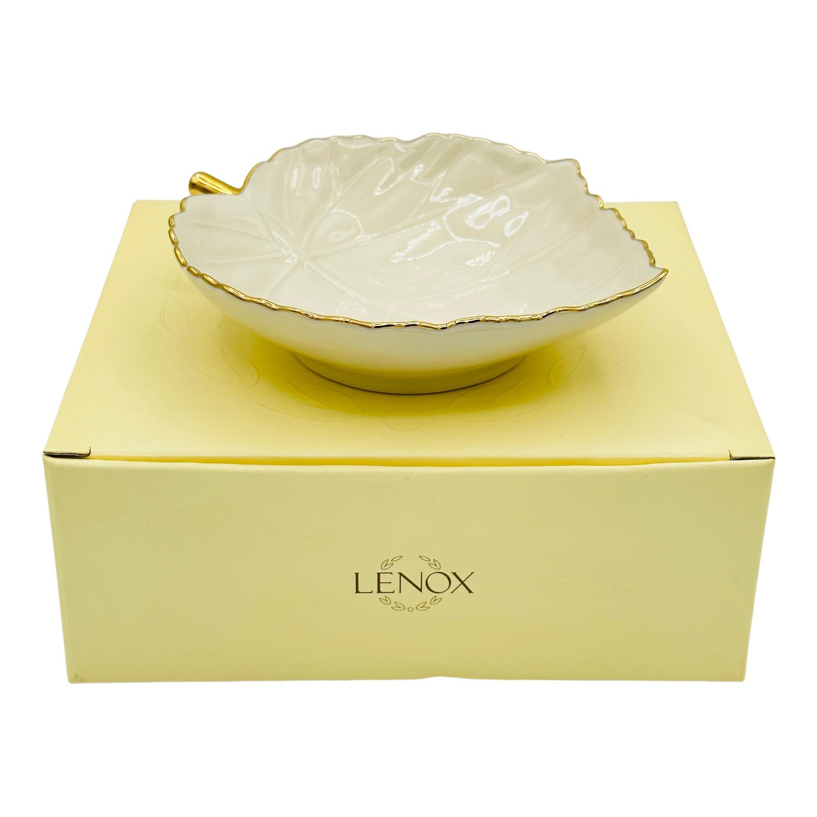 Lenox Classic Lenox Maple Leaf Dish Bowl Ivory 24k Gold Trim NEW IN BOX