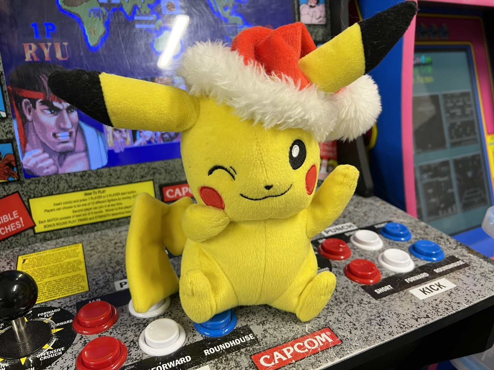 Tomy Christmas Pokemon Pikachu w/ Santa Hat 9 Inch Nintendo Plush