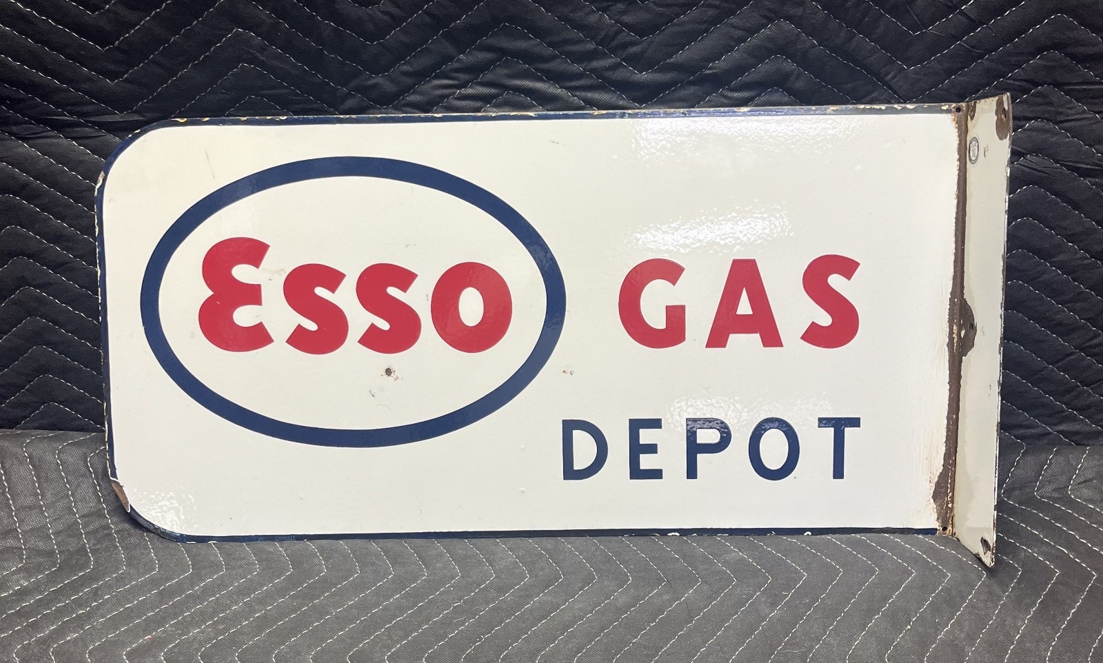 1950's Esso Gas Station Porcelain Flange Sign (13 x 26)
