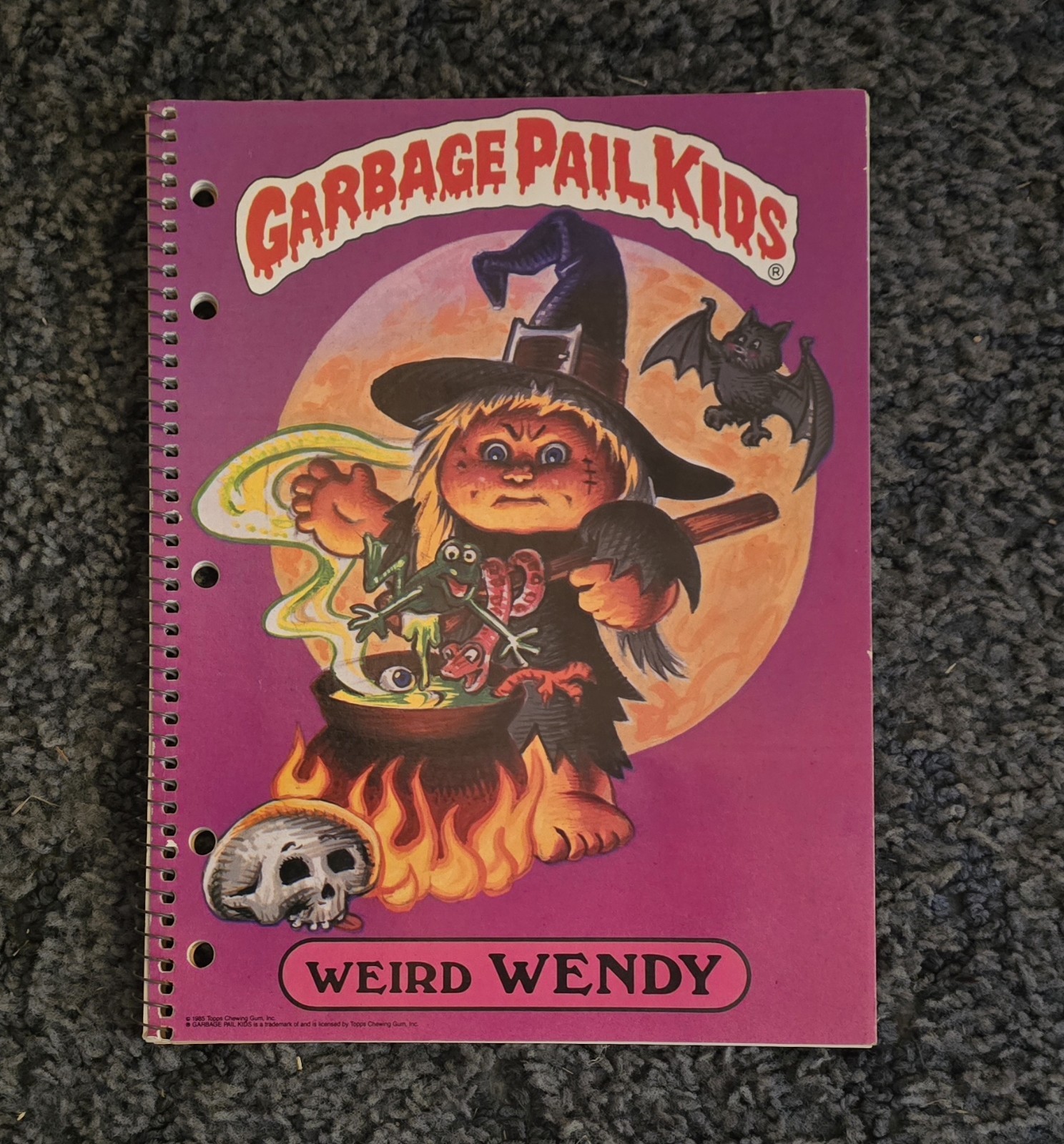 Rare Vintage 1985 Topps Garbage Pail Kids Notebook 5 Hole Weird Wendy