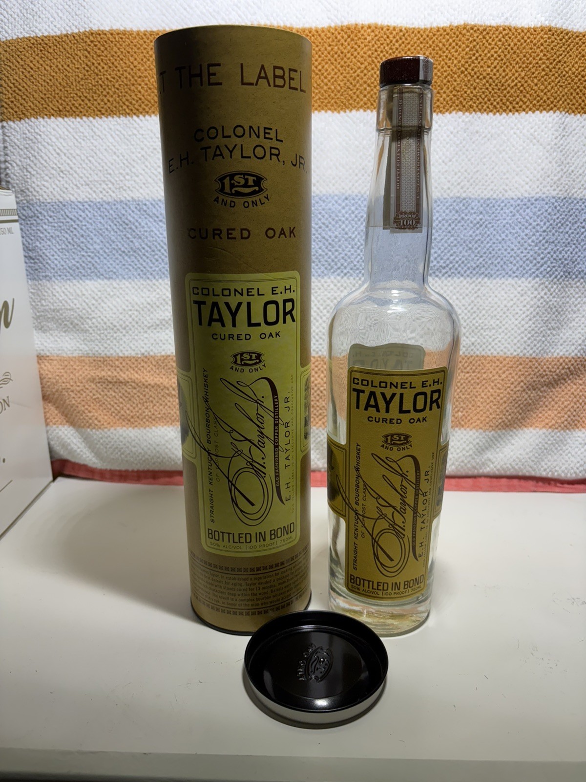 Colonel E.H. Taylor Cured Oak Empty Bottle & Tube Rare - Excellent Condition Colonel E.H. Taylor Cured Oak Empty Bottle & Tube Rare - Excellent Condition