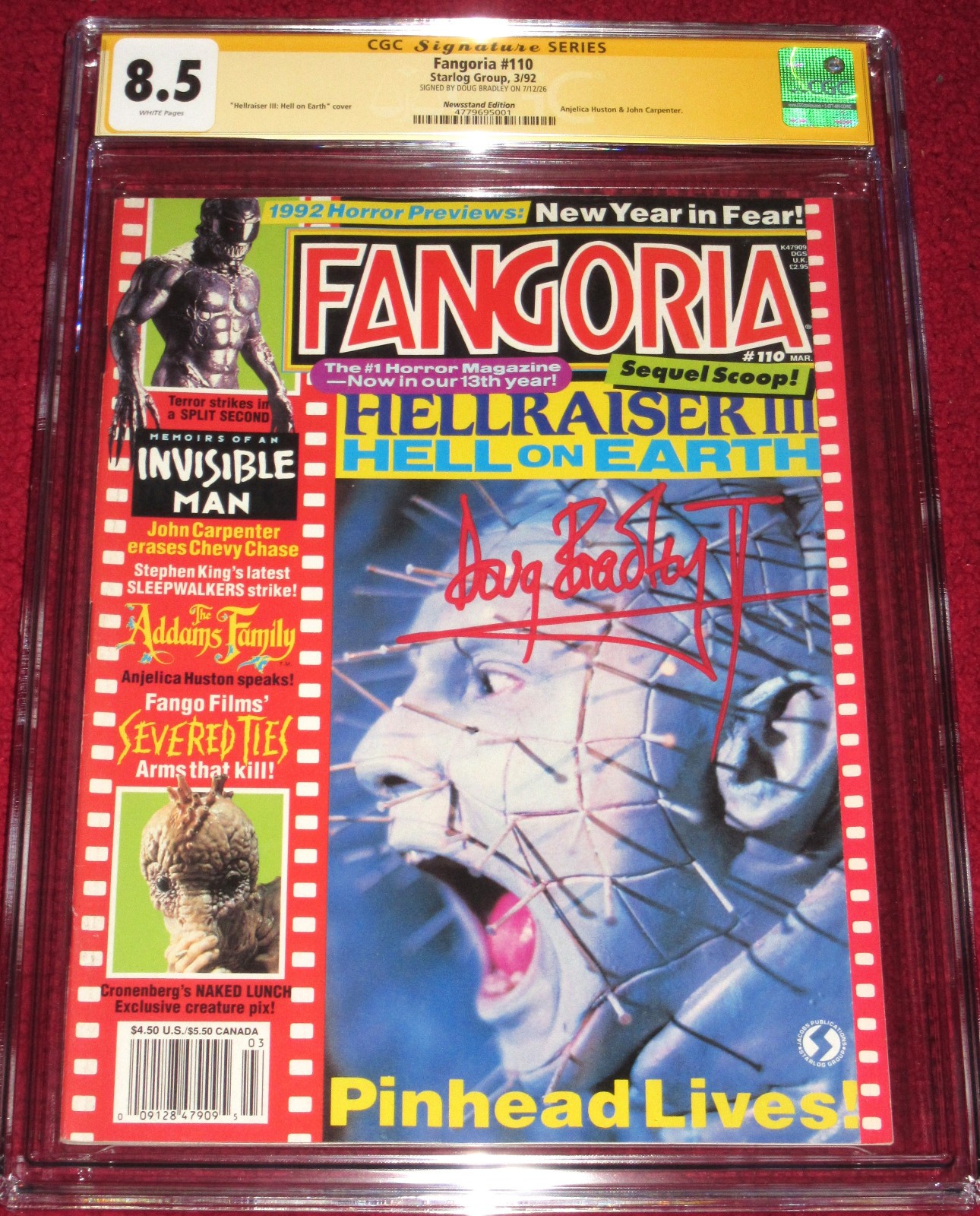 CGC SS Fangoria #110 signed by DOUG BRADLEY  HELLRAISER