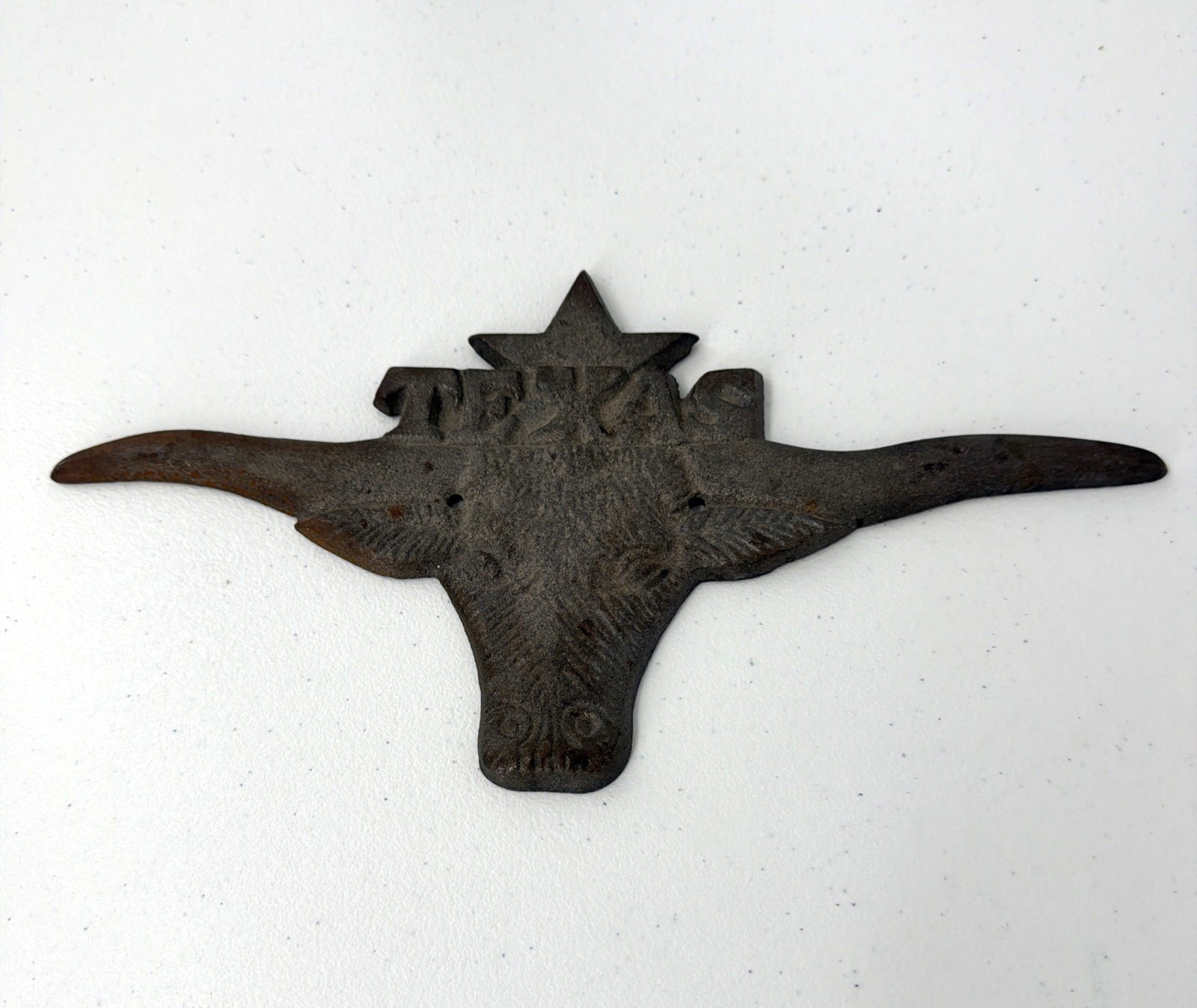 Vintage Metal Texas Star Steer Longhorn Emblem Wall Hanging Decor Rustic