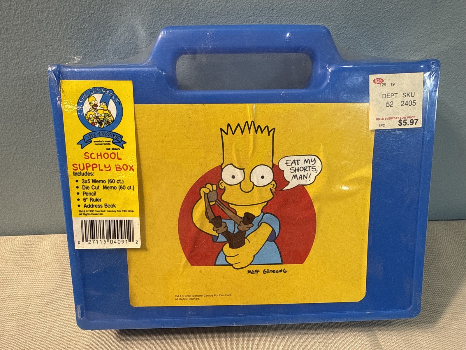 Vintage 1990 The Simpsons School Supply Box Blue Pencil Ruler Address Book Case Vintage 1990 The Simpsons School Supply Box Blue Pencil Ruler Address Book Case