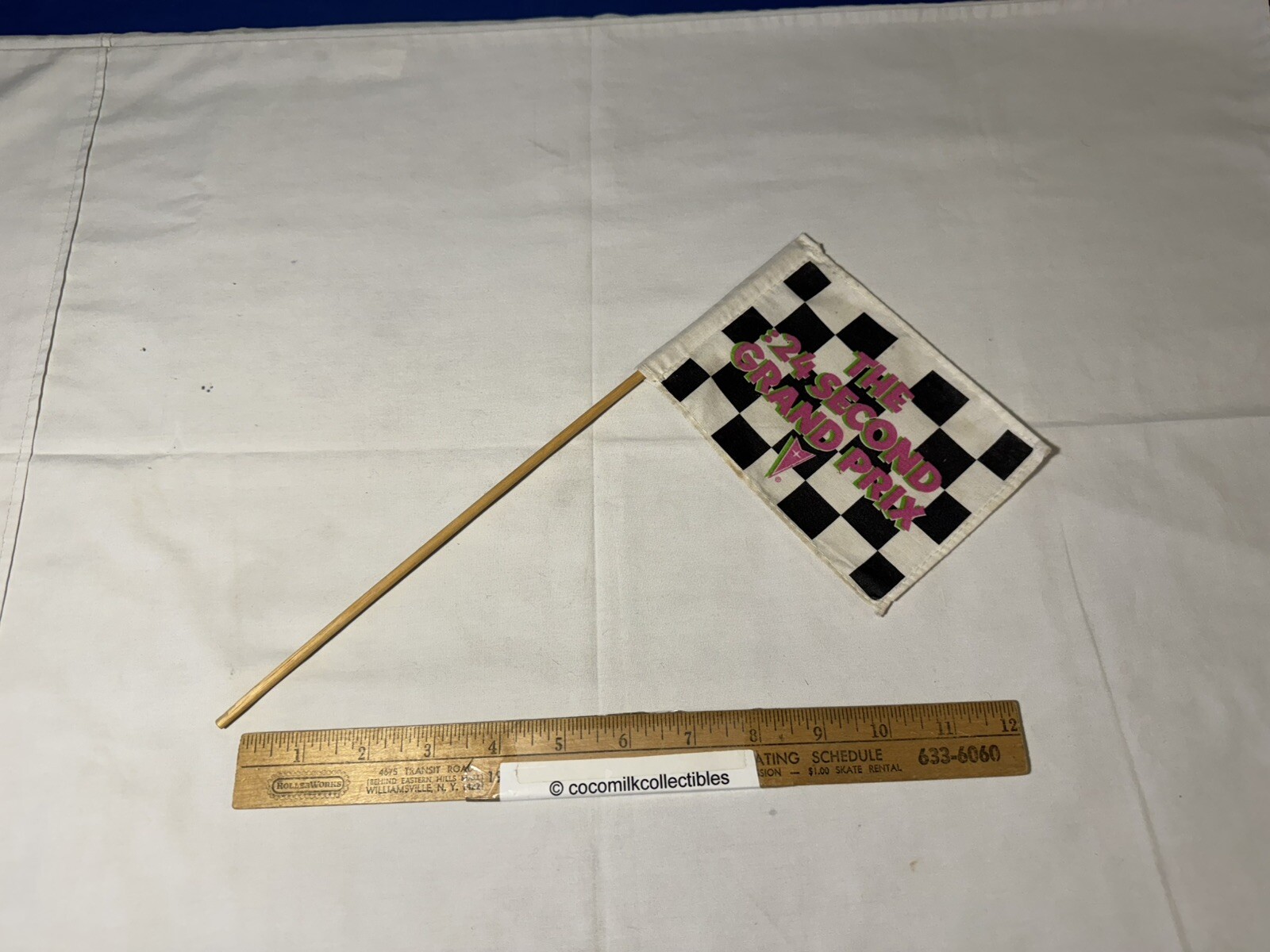 Vintage 1980's Pontiac Grand Prix Mini Racing Checked Flag Advertising Car Auto