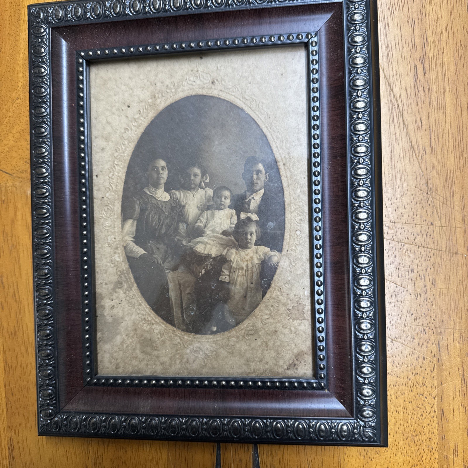 Vintage Antique Framed Portrait Photograph of a young family early 1900’s
