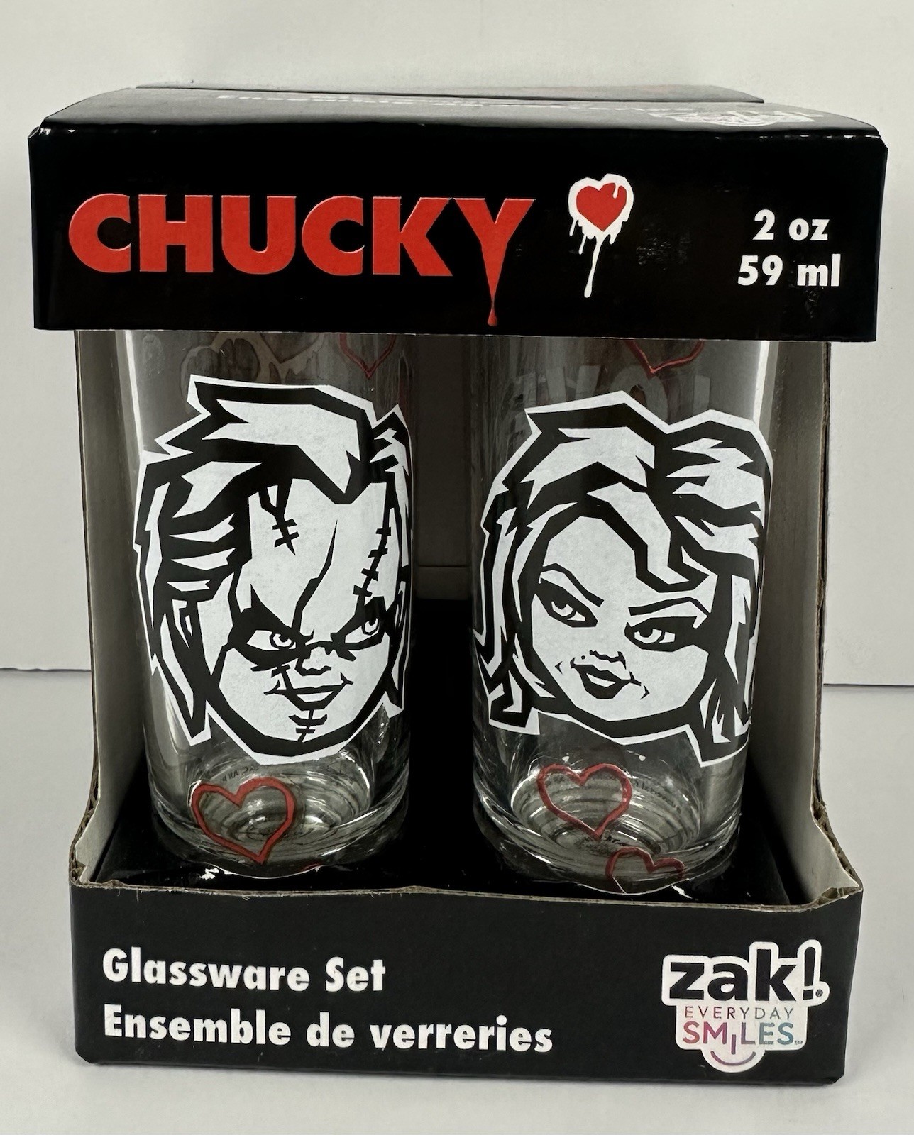 Zak Chucky 2 oz Clear Glass Shot Glasses Set of 4