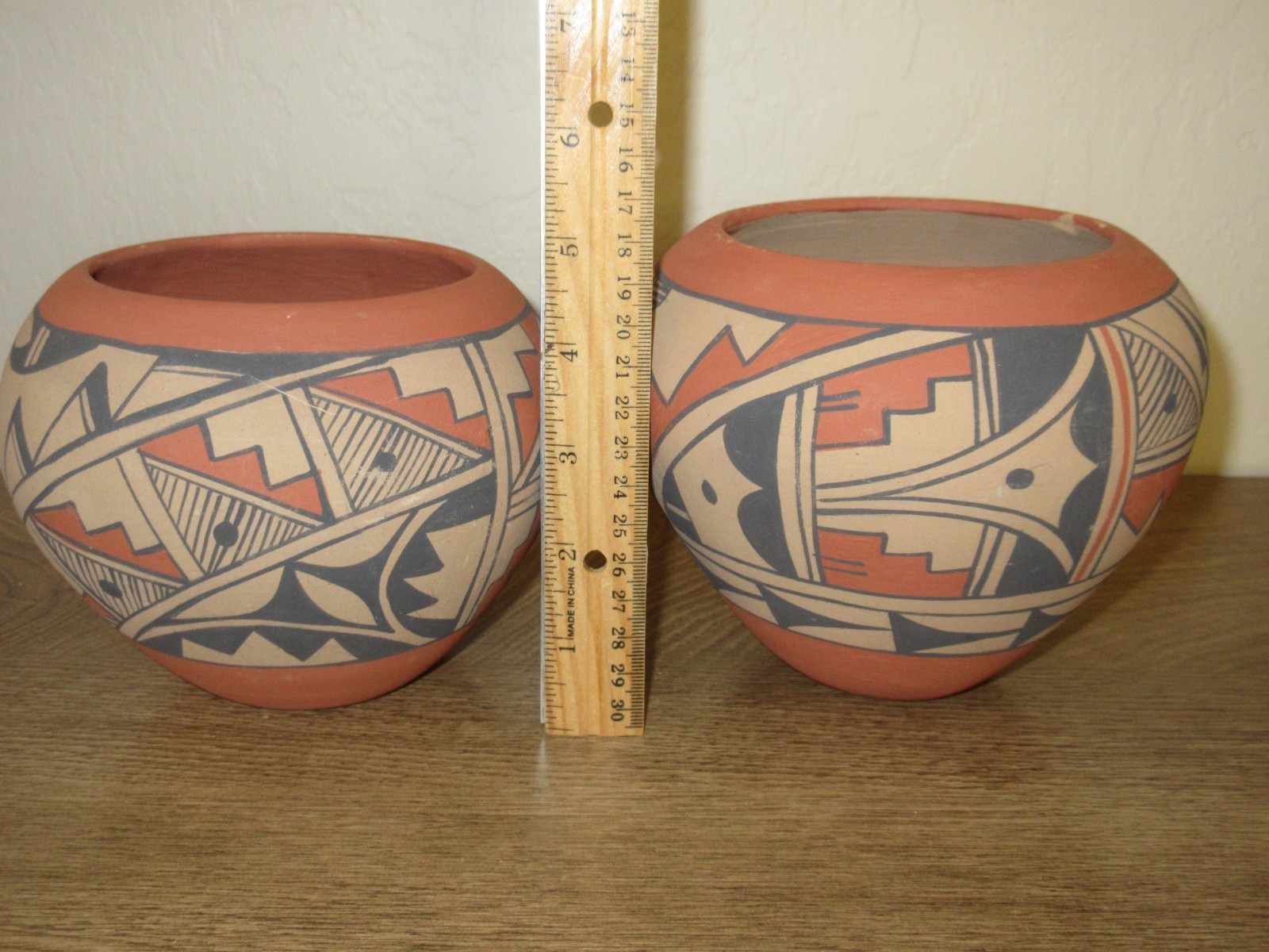 Lot of (2) Jemez Pueblo Round Pot Pottery 5\