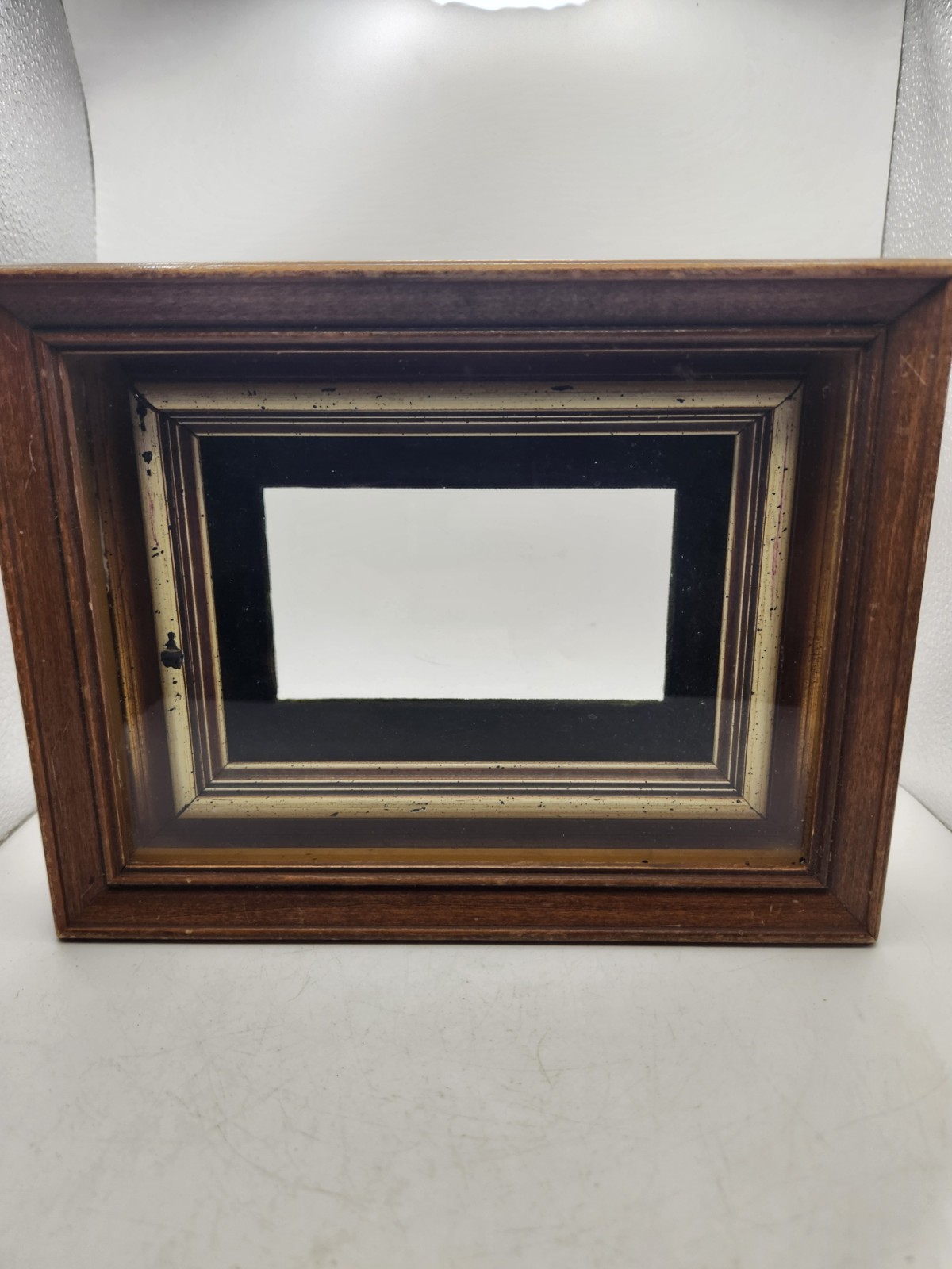 Vintage Deep Wood Shadow Box Frame Custom Victorian Style 8.5x7 Display Case 3D