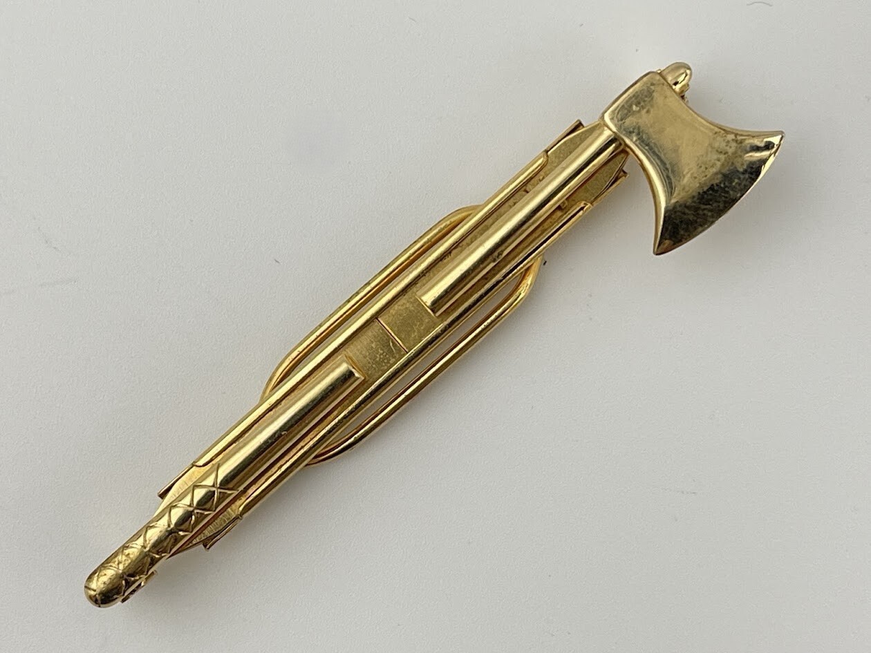 Hadley Vintage Lapel Pin Tie Tack Axe Shaped Gold Tone Lumber Worker