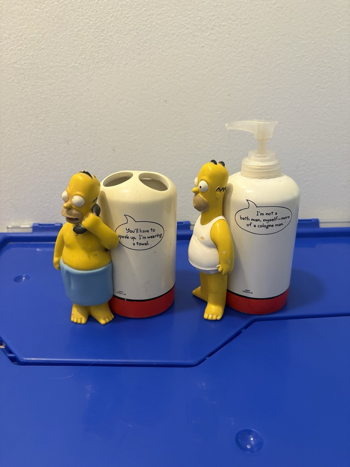 Vintage The Simpsons Homer Toiletry Set Soap Dispenser  | Toothbrush Holder