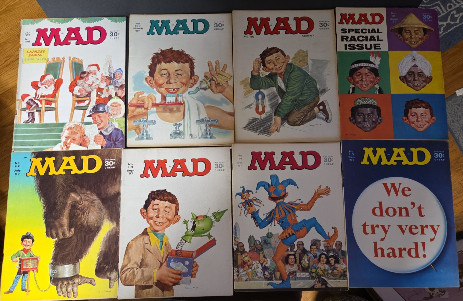 VINTAGE MAD MAGAZINE COMPLETE 1967 SET 8 PCS 108 109 110 111 112 113 114 115 VINTAGE MAD MAGAZINE COMPLETE 1967 SET 8 PCS 108 109 110 111 112 113 114 115