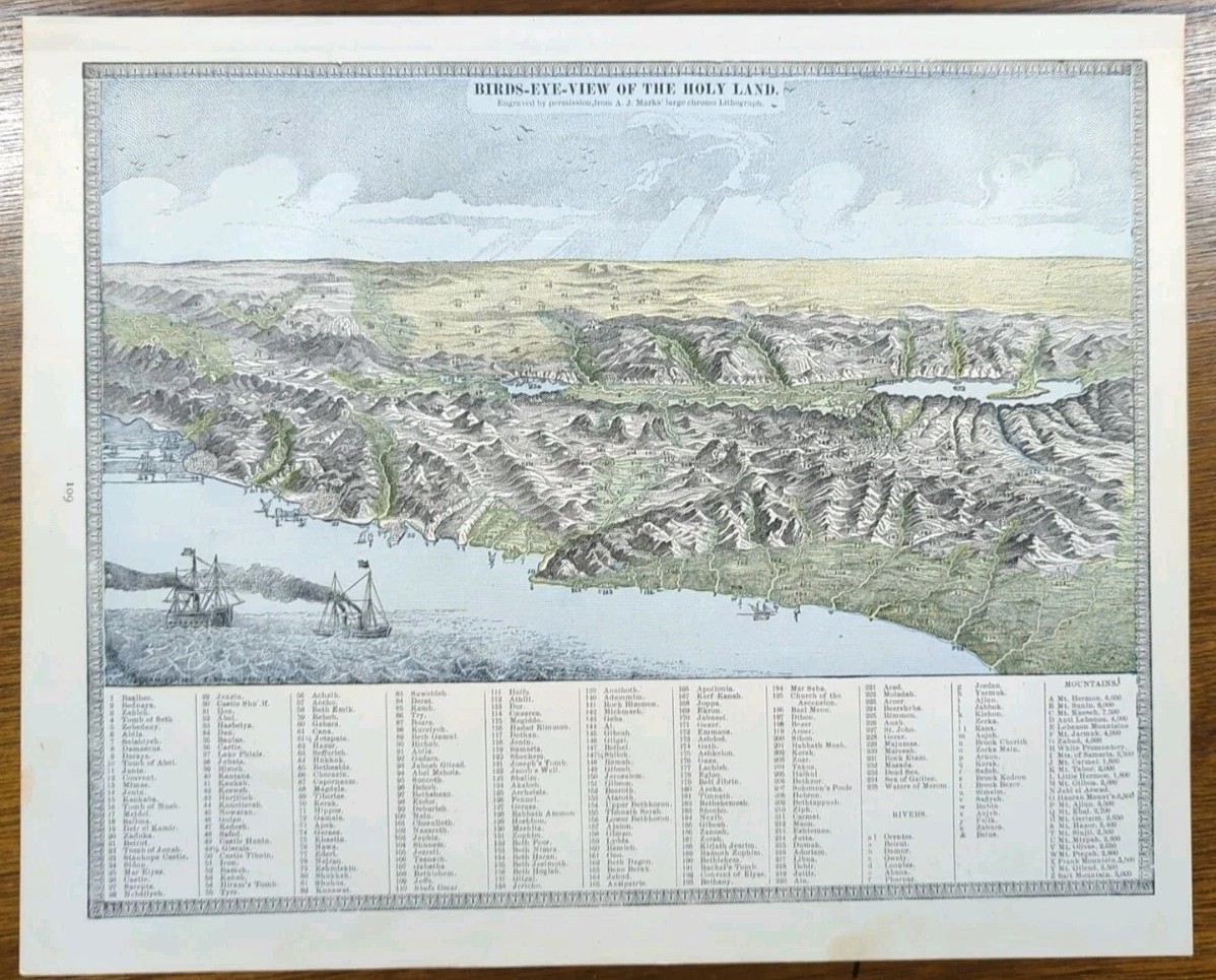 Vintage 1884 HOLY LAND Map 13\