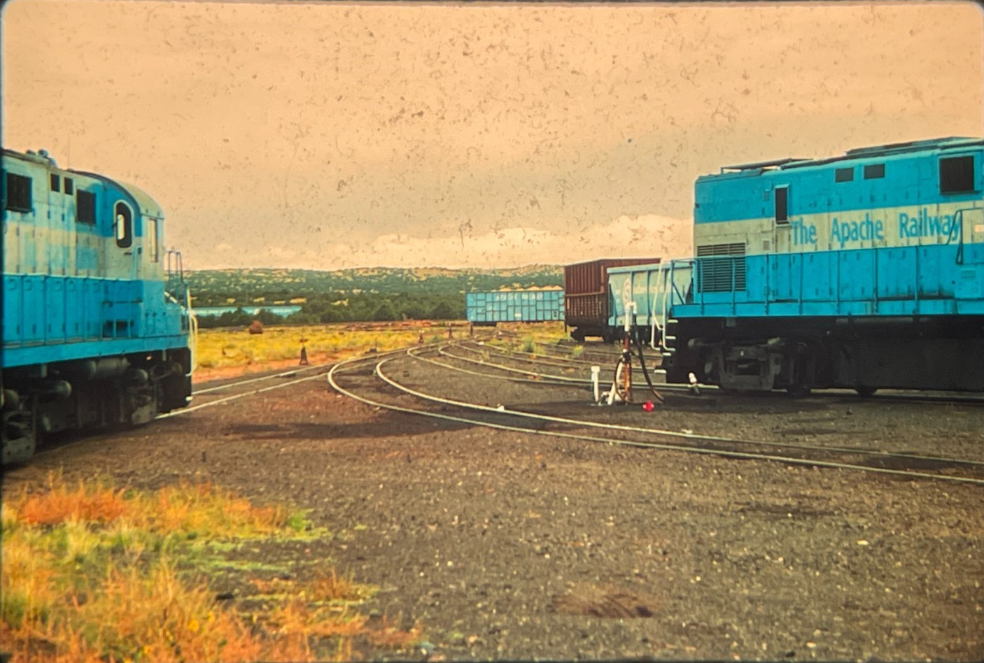 Apache Railroad Locomotive In Rail Yard - Original 35mm Kodacolor Slide