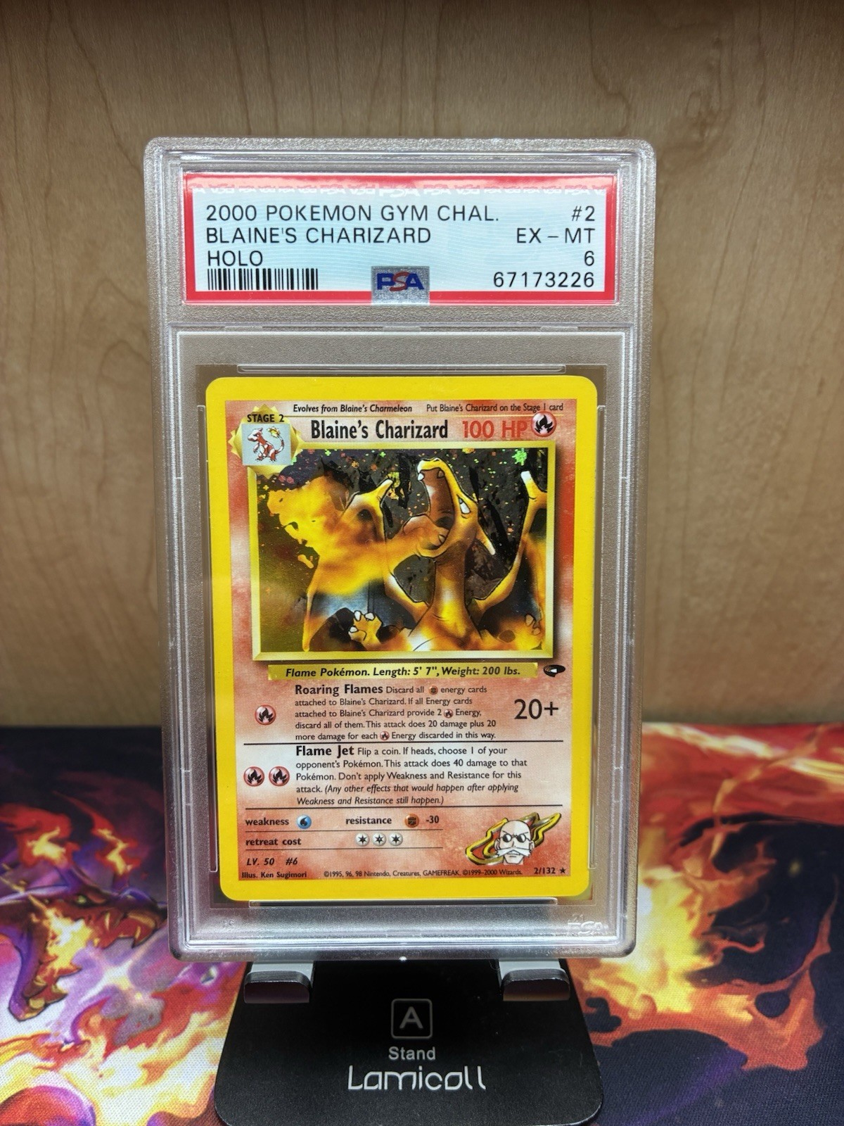 Blaine\'s Charizard 2/132 Holo Gym Challenge 2000 Pokemon Card PSA 6 Blaine\'s Charizard 2/132 Holo Gym Challenge 2000 Pokemon Card PSA 6