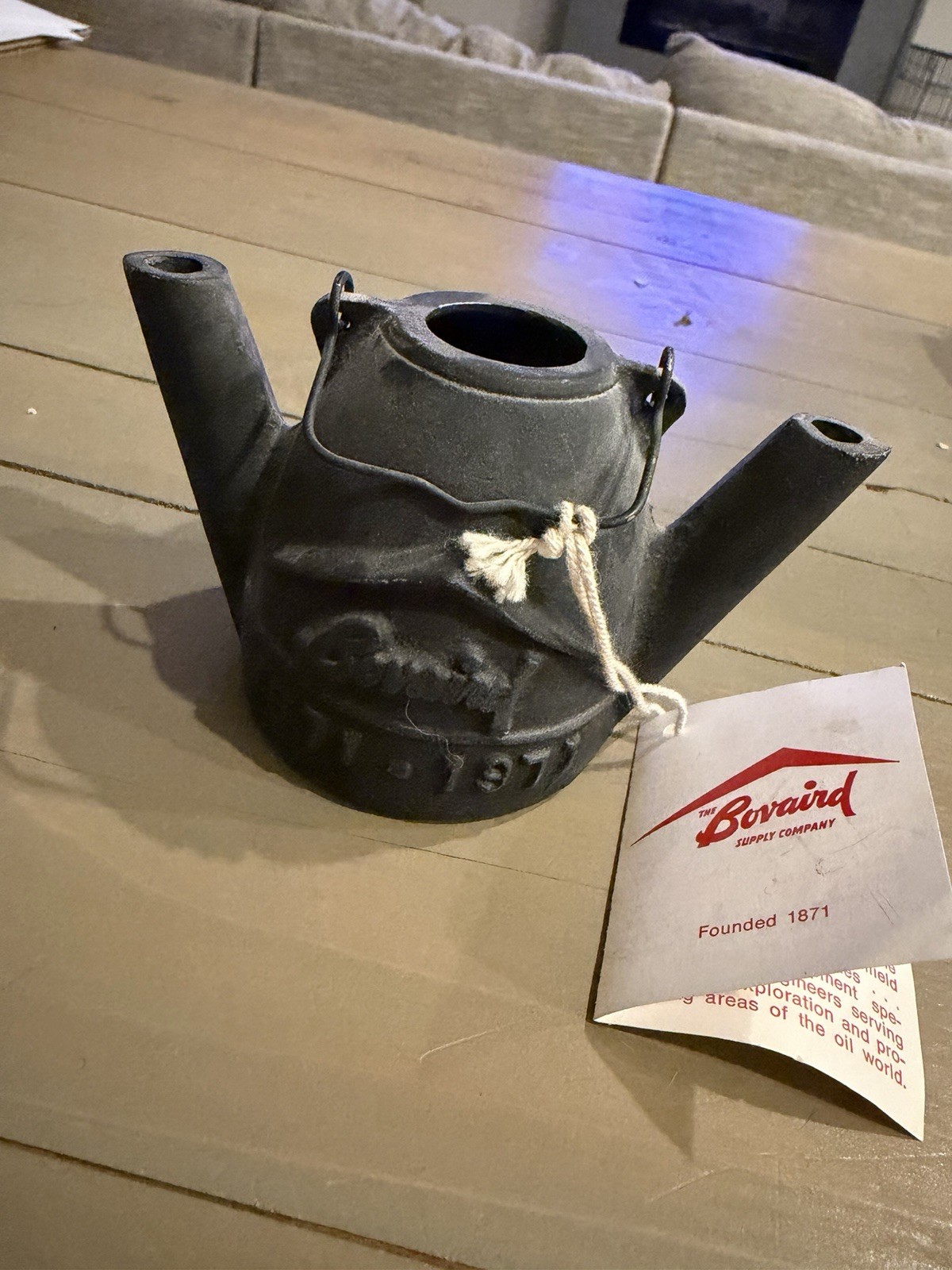 Vintage Bovaird Supply Co 1871-1971 Centennial Oilfield Teapot Kettle Cast Iron