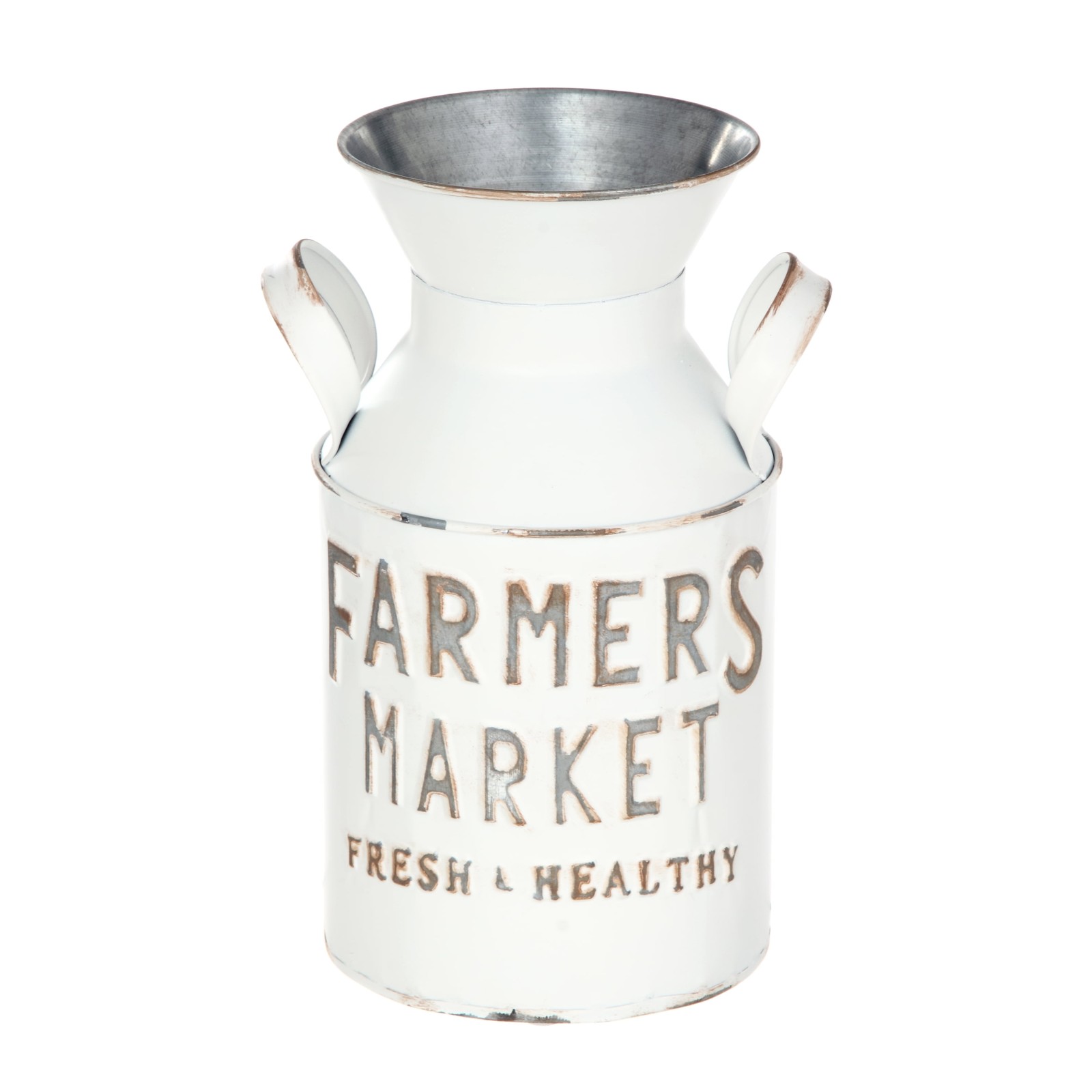 Mainstays Farmers Market Metal Milk Jug Décor with Handles, White, 10.4\ Mainstays Farmers Market Metal Milk Jug Décor with Handles, White, 10.4\