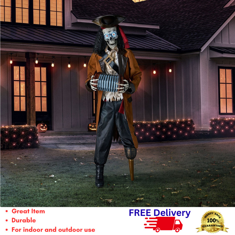 7\' Pre-Lit Animated Pirate Skeleton Halloween Animatronic Bluetooth Prop Lighted 7\' Pre-Lit Animated Pirate Skeleton Halloween Animatronic Bluetooth Prop Lighted