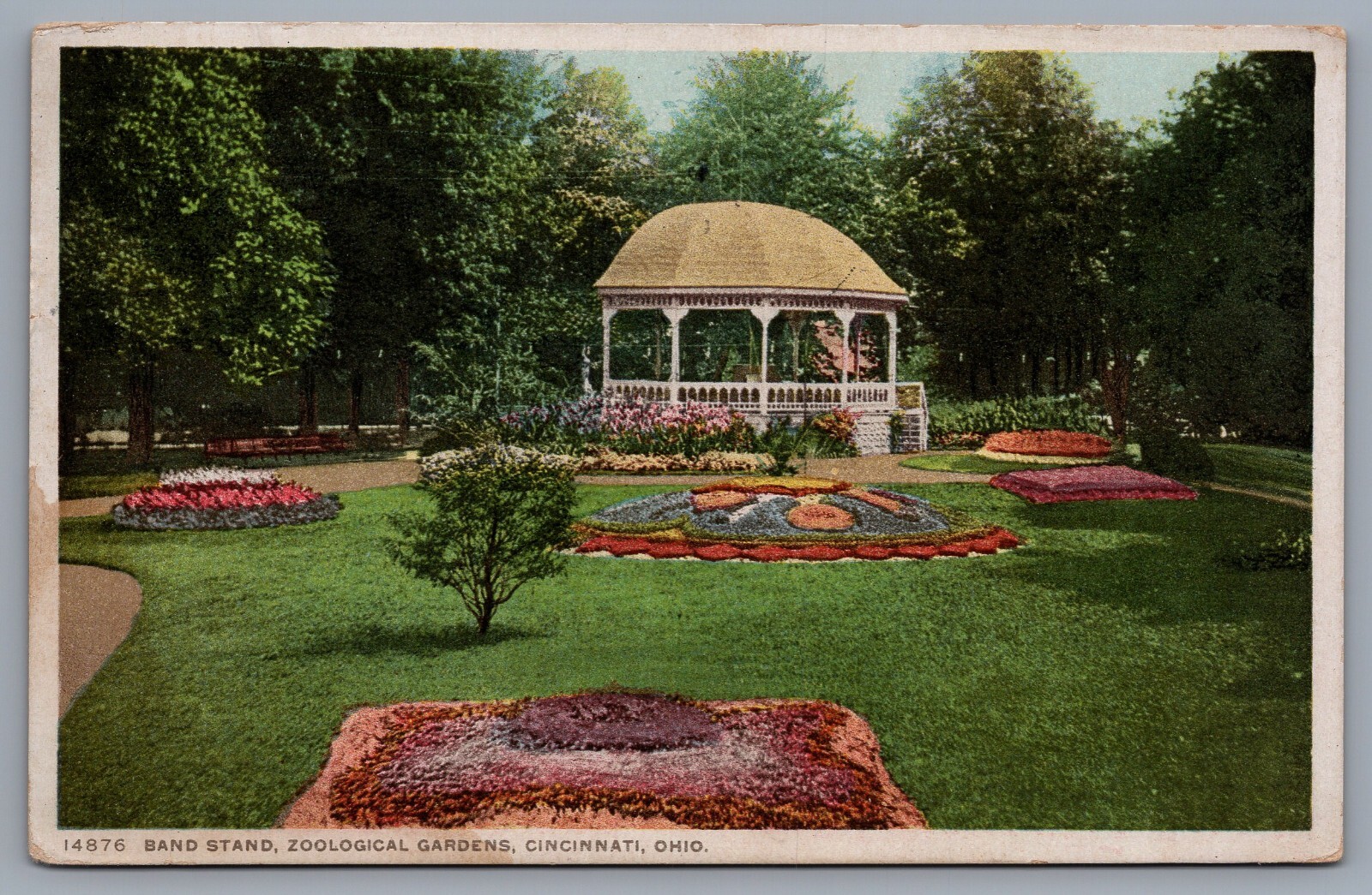 1912 Cincinnati, Ohio Zoological Gardens Band Stand Antique Postcard  1894