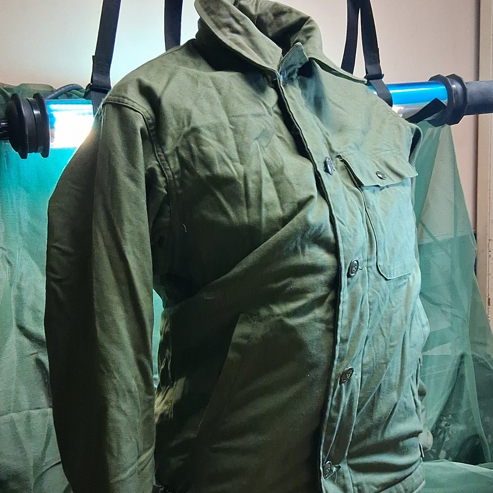 Vietnam Era Cold Weather Permeable Jacket OD Green Small (34-36) NSN 8415-0 Vietnam Era Cold Weather Permeable Jacket OD Green Small (34-36) NSN 8415-0