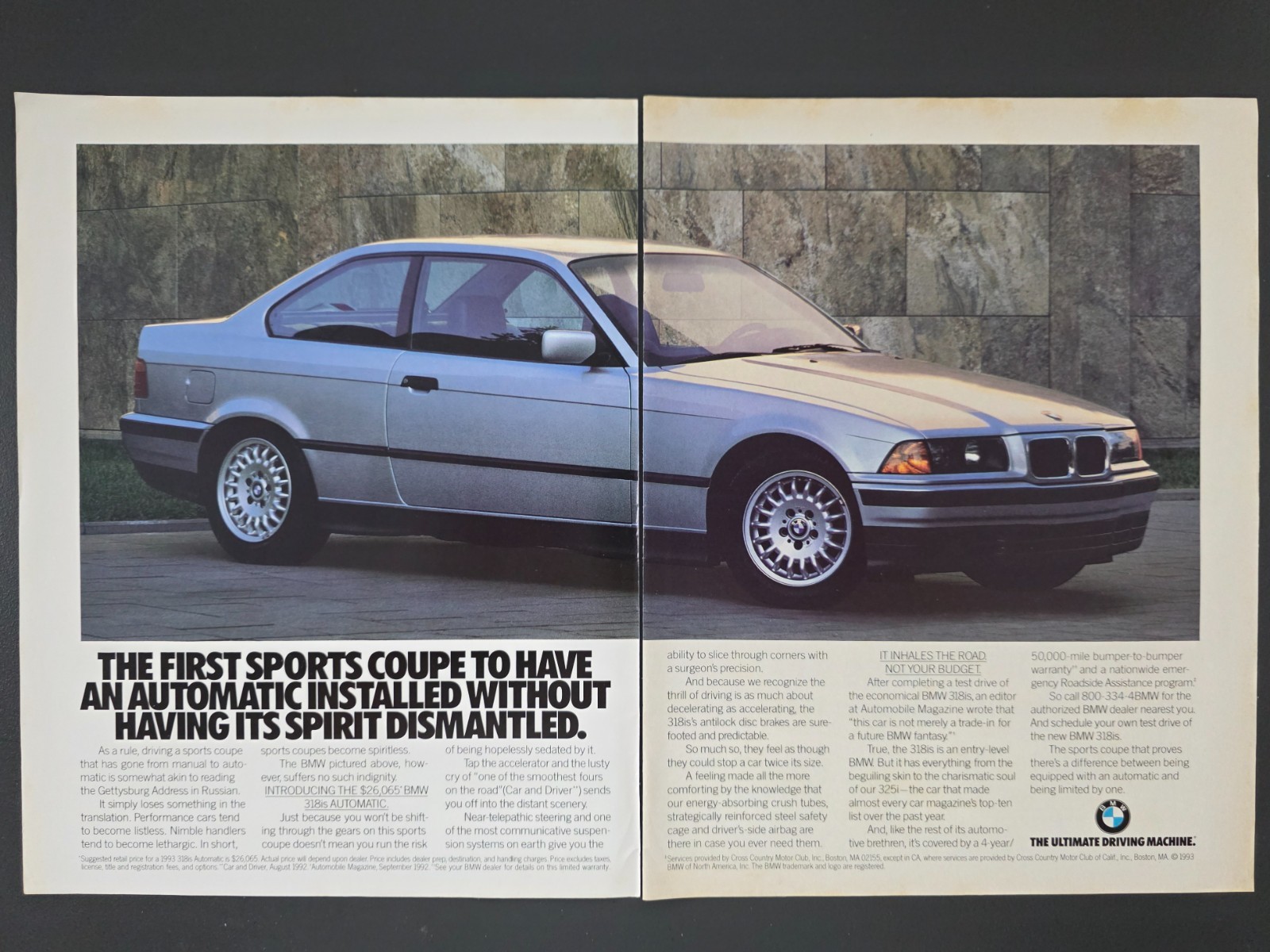 1993 2-Page PRINT AD BMW 325is Sports Coupe