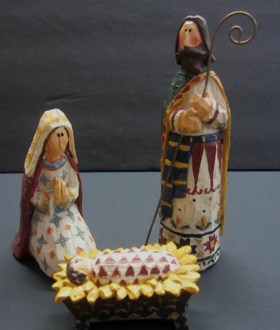 Sm Vintage Style Three Nativity Resin Figurines Set Colorful Jesus Mary Joseph Sm Vintage Style Three Nativity Resin Figurines Set Colorful Jesus Mary Joseph