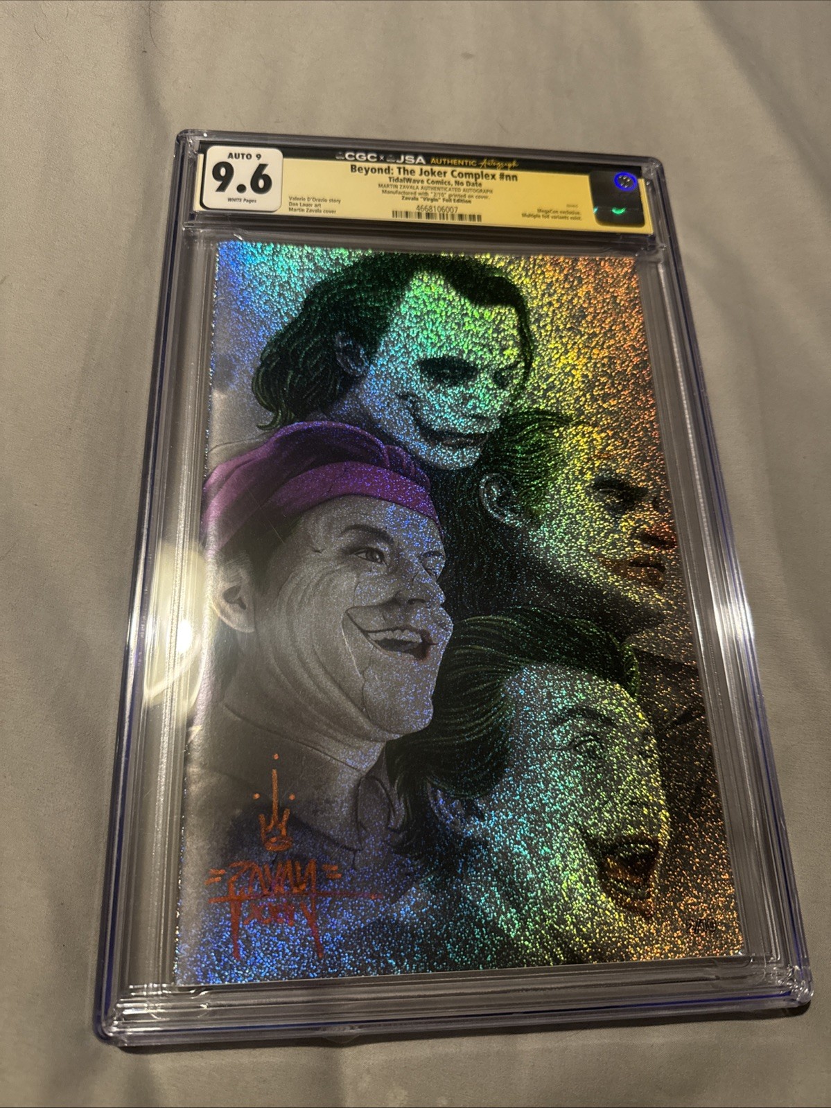 Beyond: The Joker Complex CGC 9.6 JSA Signed Zavala #2/10 Confetti Foil 4 Faces Beyond: The Joker Complex CGC 9.6 JSA Signed Zavala #2/10 Confetti Foil 4 Faces
