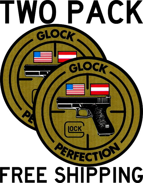 TWO PACK VINTAGE GLOCK PERFECTION GEN 1 1990s DECAL STICKER LABEL TWO PACK VINTAGE GLOCK PERFECTION GEN 1 1990s DECAL STICKER LABEL