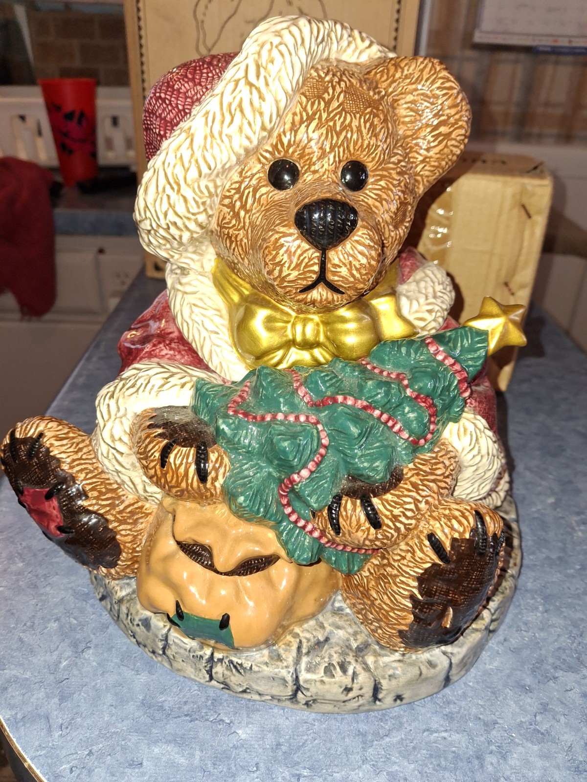 1998 Boyds Bearware Pottery~Grenville The Santa Bear~Large Cookie Jar-Brand New 1998 Boyds Bearware Pottery~Grenville The Santa Bear~Large Cookie Jar-Brand New