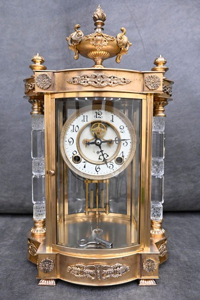 Ansonia Crystal Mechanical Analog Clock antique collectible decor 094 Ansonia Crystal Mechanical Analog Clock antique collectible decor 094
