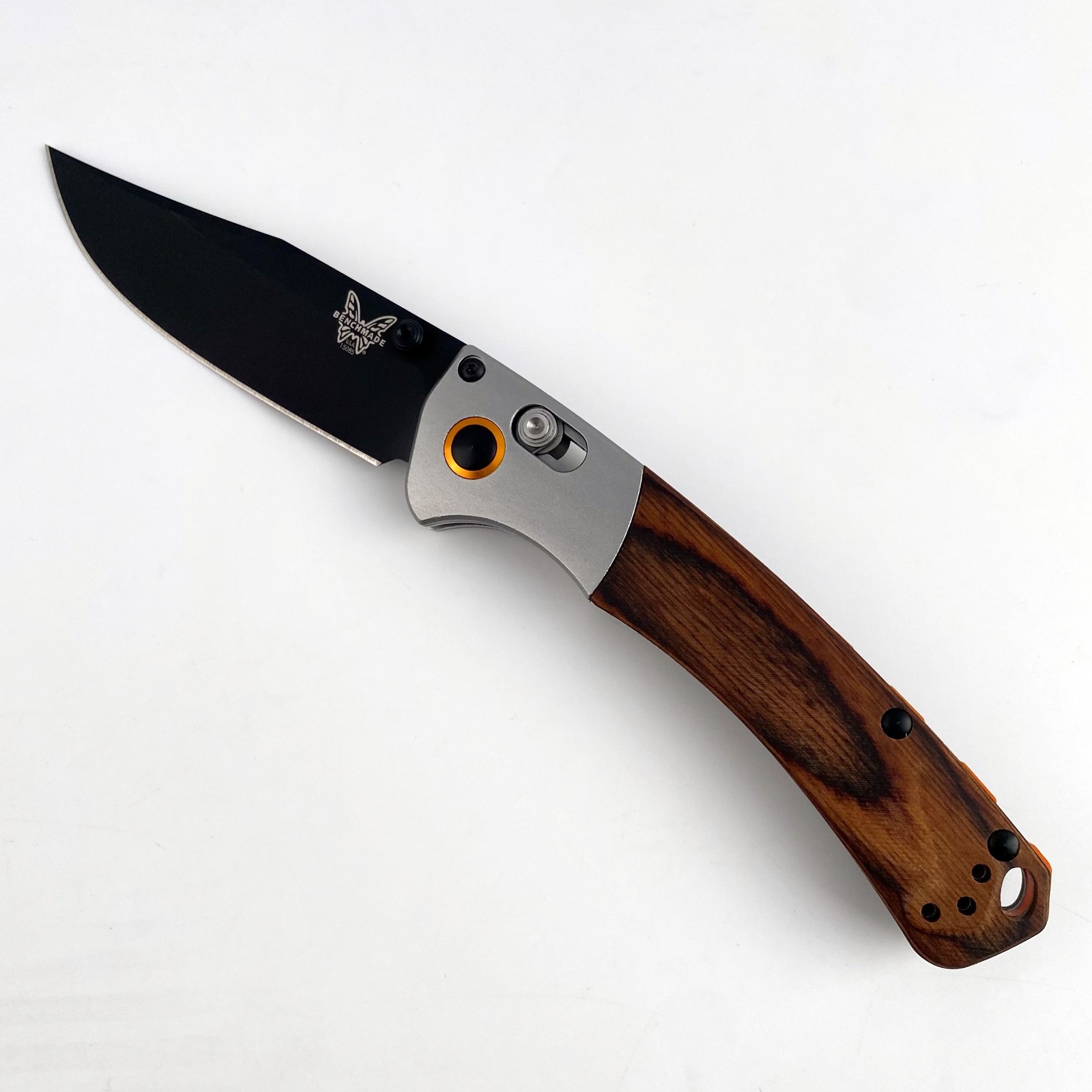 Benchmade Mini Crooked River 15085-cstm Black CPM-S30V Wood Handle Folding Knife Benchmade Mini Crooked River 15085-cstm Black CPM-S30V Wood Handle Folding Knife
