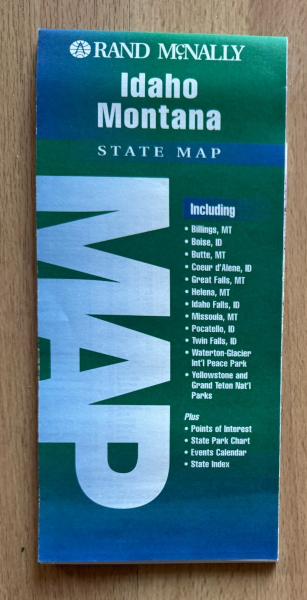 1998 ~ Rand McNally ~ State Map ~ Idaho & Montana ~ Paper Map ~ Travel Map