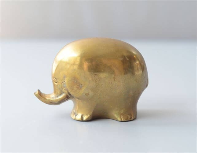 Cute brass elephant figurine paperweight Vintage antique figure From Japan