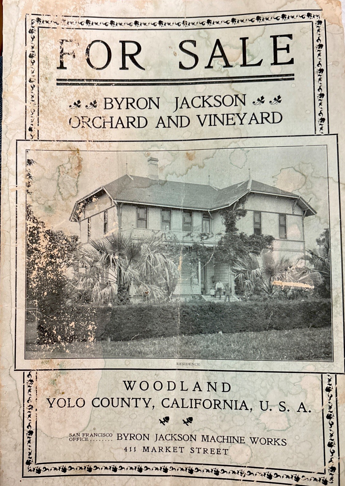 1903 Byron Jackson Orchard & Vineyard Real Estate Brochure Woodland California 
