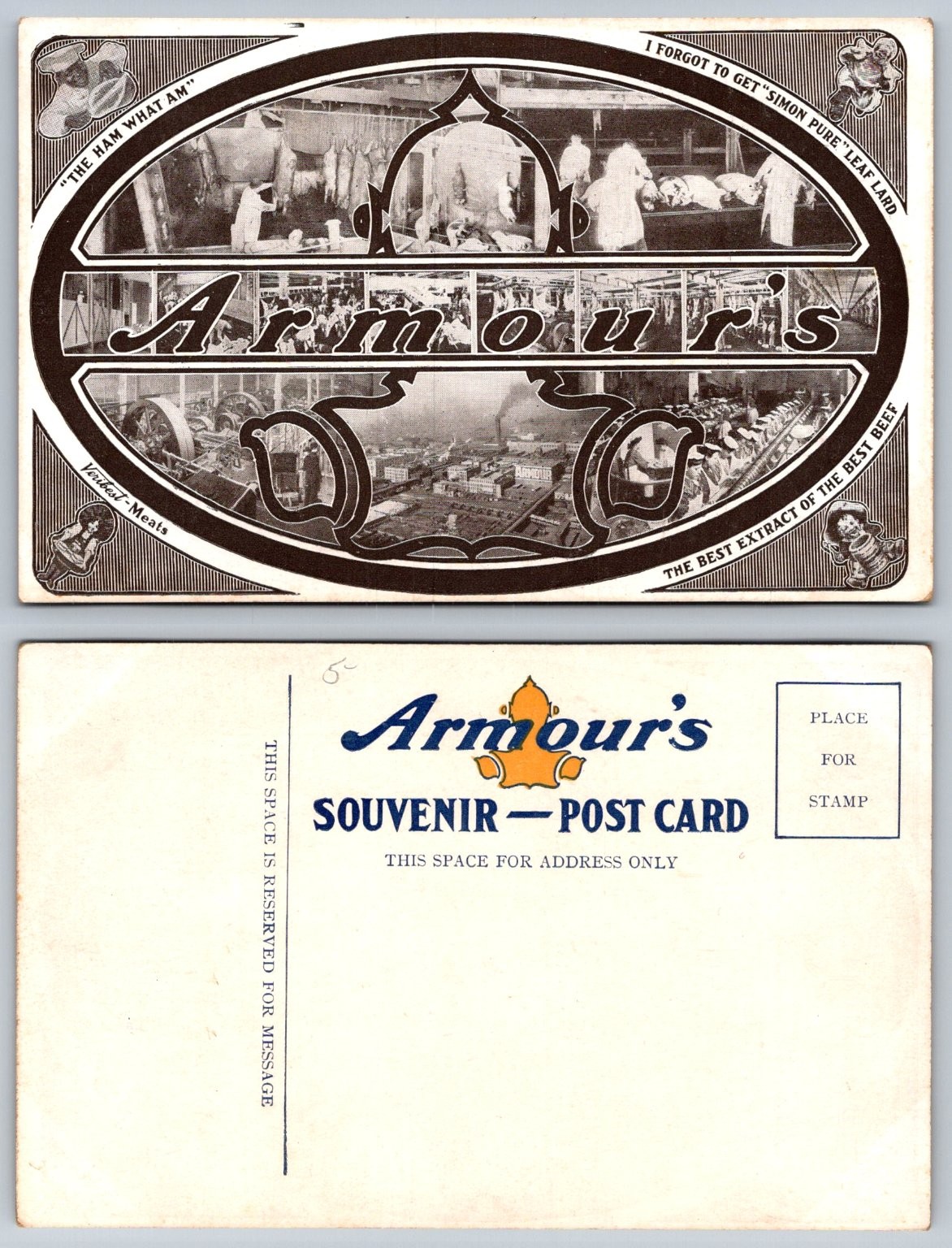 Armour\'s Meat Packing Plant Souvenir Postcard - Vintage Advertising Armour\'s Meat Packing Plant Souvenir Postcard - Vintage Advertising