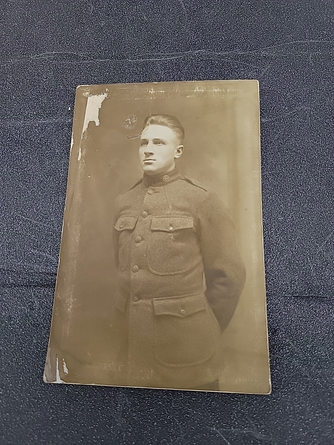 RPPC Postcard Military Young Man WWI World War 1 Uniform Portrait 