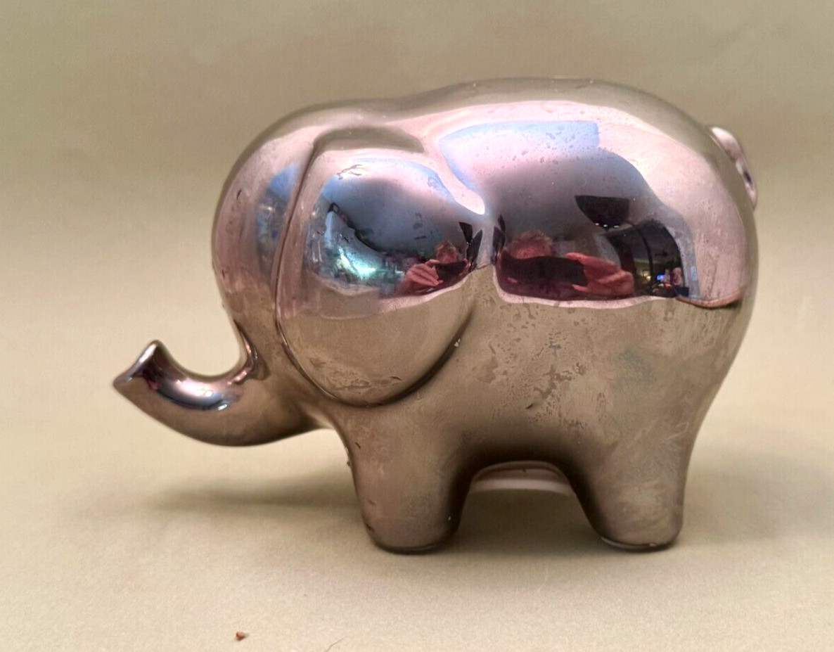 Vintage and Unique Silver Tone Metal Elephant Coin Bank