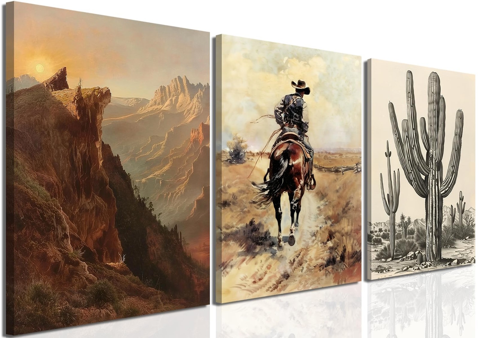 Yulihaz Western Cowboy Wall Art Set 3, Vintage Southwestern Wall Decor Yulihaz Western Cowboy Wall Art Set 3, Vintage Southwestern Wall Decor